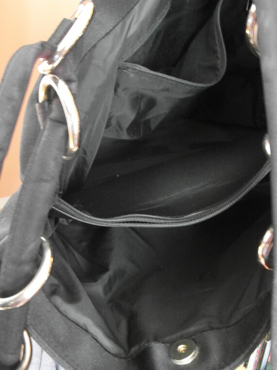 Black vintage women's bag with gold-colored desig… - image 3