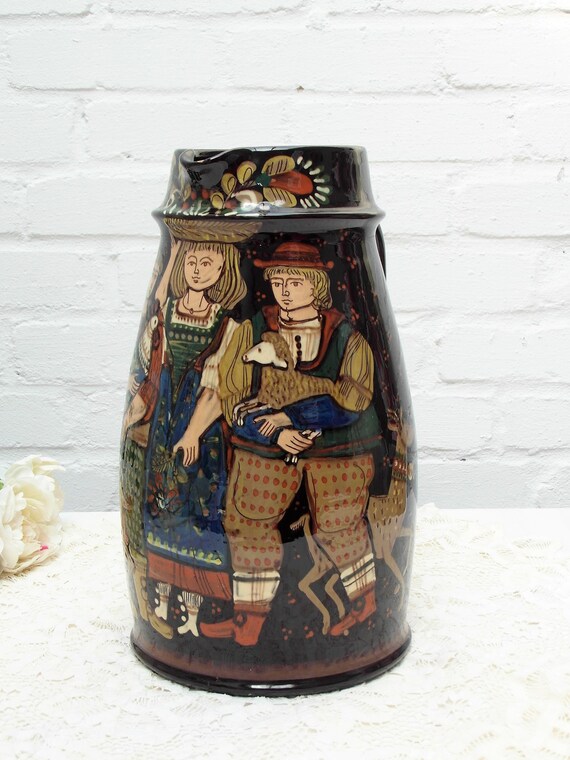 Ceramic Floor Vase Steffisburg Jug Signed Handmade Unique Etsy