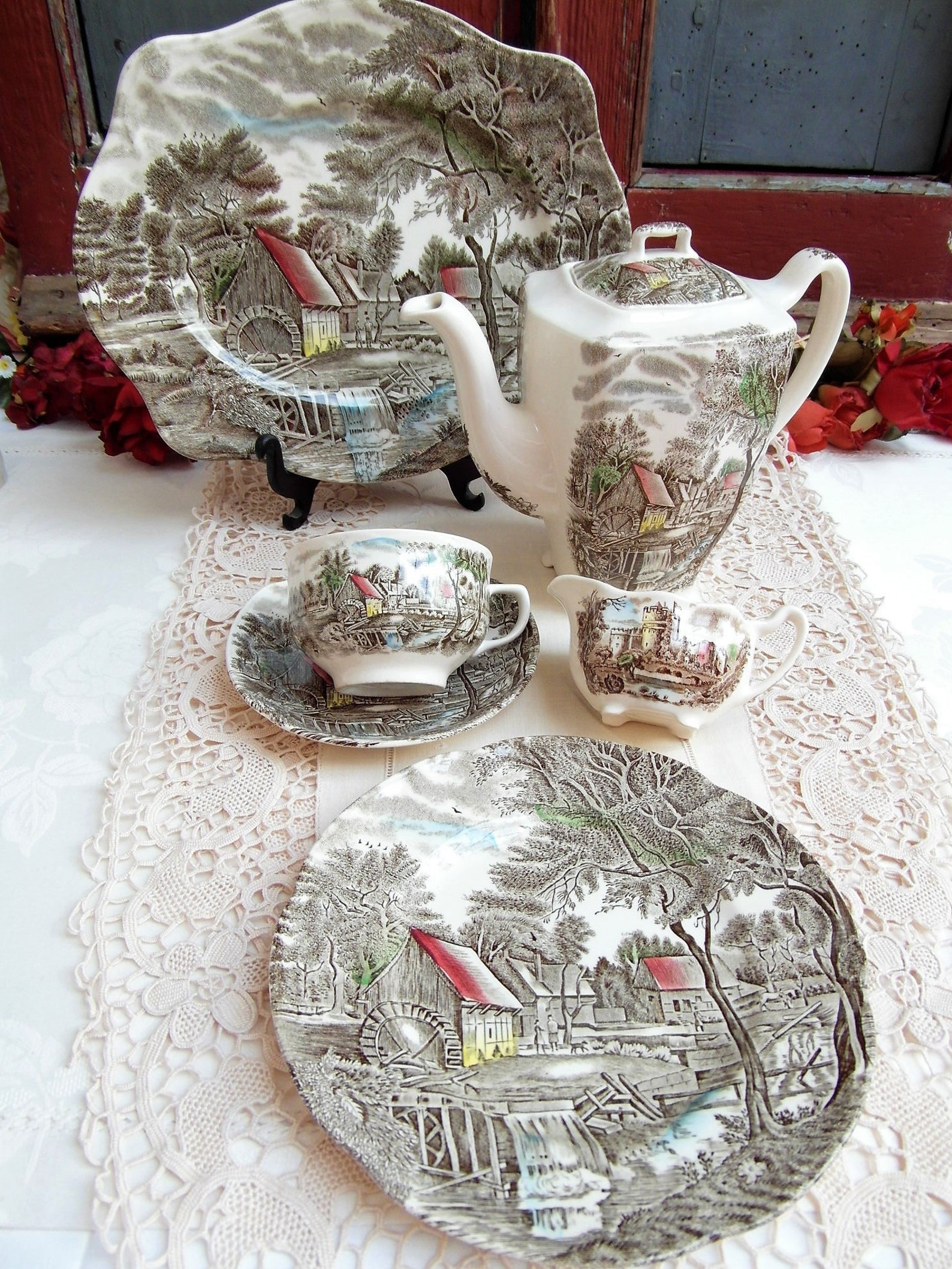 SALE JoHNSON Brothers Coffee Tea Set WATERMILL mismatched Etsy