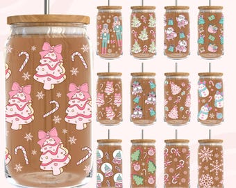 Christmas Coquette Libbey Bundle,Christmas png,Christmas bow Libbey Png, Christmas Glass Can,16 Oz Libbey Wrap,Glass Can Wrap,UV DTF