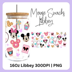 Mouse Libbey Glass Can Wrap Png Sublimation Digital Instant Download, Cartoon Libbey Png,Glass Jar,16Oz Libbey wrap,PNG for UV DTF 16oz wrap