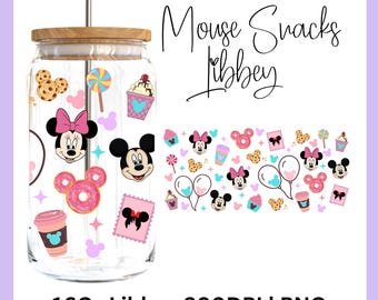Mouse Libbey Glass Can Wrap Png Sublimation Digital Instant Download, Cartoon Libbey Png,Glass Jar,16Oz Libbey wrap,PNG for UV DTF 16oz wrap