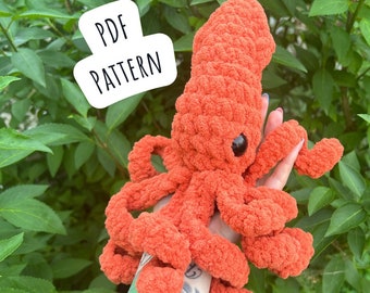 No Sew Squid Crochet Pattern, Kraken Amigurumi Instructions, Sea Creature Pattern, Cute Gift