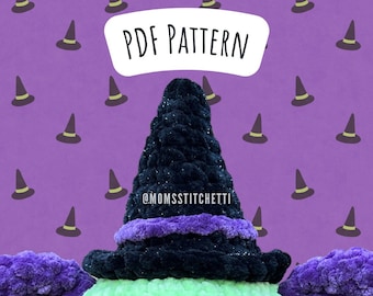 Witch Hat Crochet Pattern, No Sew Amigurumi Instructions, Halloween Crochet, Cute Gift