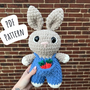 Bunny Crochet Pattern, Low Sew Rabbit Amigurumi Instructions, Overalls,  Birthday Gift, Easter Gift