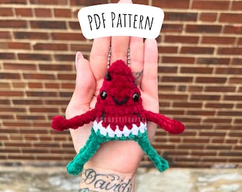 Watermelon Keychain Crochet Pattern, No Sew Amigurumi Instructions, Keychain Amigurumi Pattern, Cute Gift