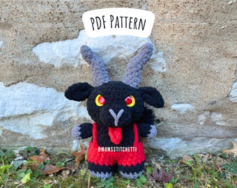 Patrón de ganchillo de Krampus de baja costura, instrucciones para amigurumi de cabra, peluche de ganchillo de críptido, regalo de Navidad