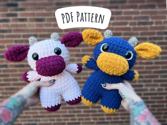 Low Sew Cow Crochet Pattern, Farm Animal Amigurumi Instructions, Crochet Cow, Cute Birthday Gift