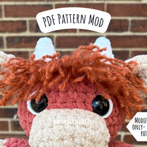 Highland Cow Crochet Pattern Modification, Amigurumi Add On Instructions, Crochet Cow, Farm Animal, Cute Birthday Gift