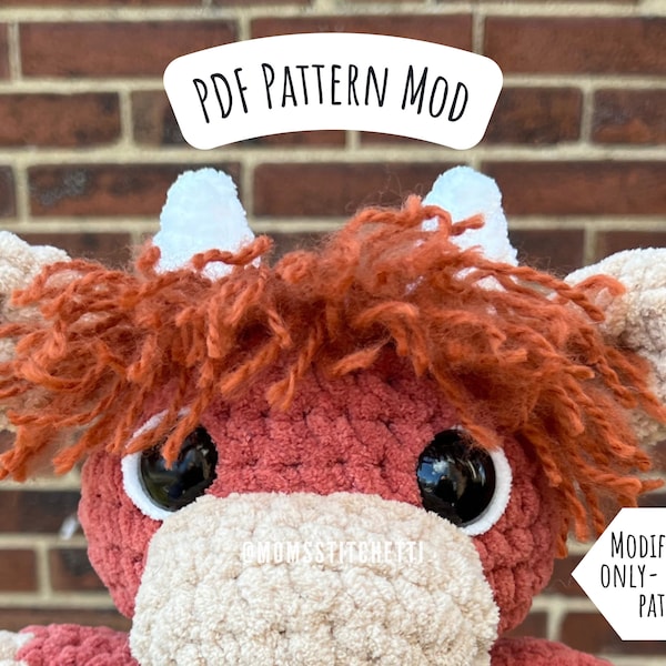 Modèle au crochet Vache Highland, Instructions pour amigurumi, Vache au crochet, Animal de la ferme, Joli cadeau d'anniversaire