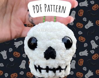 Skull Keychain Crochet Pattern, No Sew Amigurumi Instructions, Keychain Amigurumi Pattern, Cute Gift, Halloween Crochet