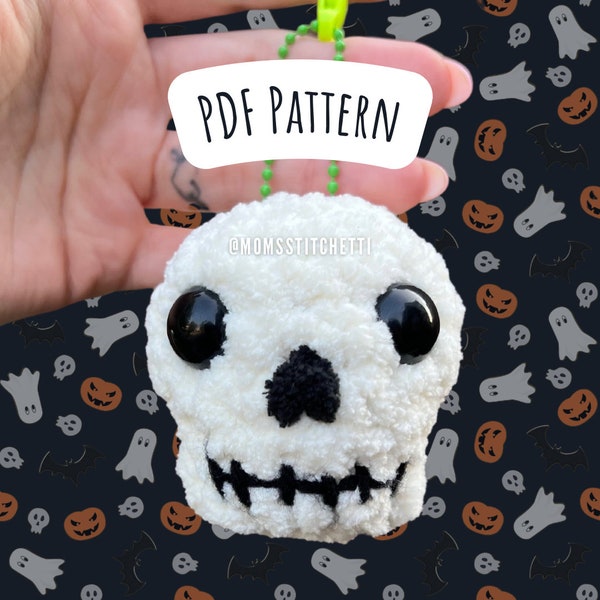 Skull Keychain Crochet Pattern, No Sew Amigurumi Instructions, Keychain Amigurumi Pattern, Cute Gift, Halloween Crochet