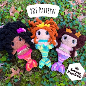 No Sew Mermaid Crochet Pattern, Amigurumi Instructions, Crochet Mermaid, Cute Birthday Gift