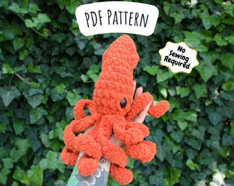 No Sew Squid Crochet Pattern, Kraken Amigurumi Instructions, Sea Creature Pattern, Cute Gift