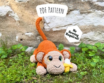 No Sew Monkey Crochet Pattern, Amigurumi Instructions, Crochet Monkey, Cute Birthday Gift