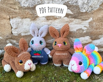 Low Sew Bunny Crochet Pattern Bundle, Amigurumi Instructions, Crochet Rabbit, Cute Easter Gift