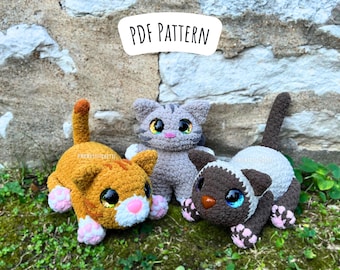 Low Sew Cat Crochet Pattern Bundle, Kitten Amigurumi Instructions, Crochet Kitty, Cute Birthday Gift