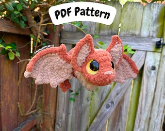 Laying Bat Crochet Pattern, Halloween Amigurumi Instructions, Kawaii Gift Ideas