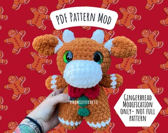 Gingerbread Cow Crochet Pattern Mod, Amigurumi Instructions, Crochet Cow, Farm Animal, Cute Christmas Gift