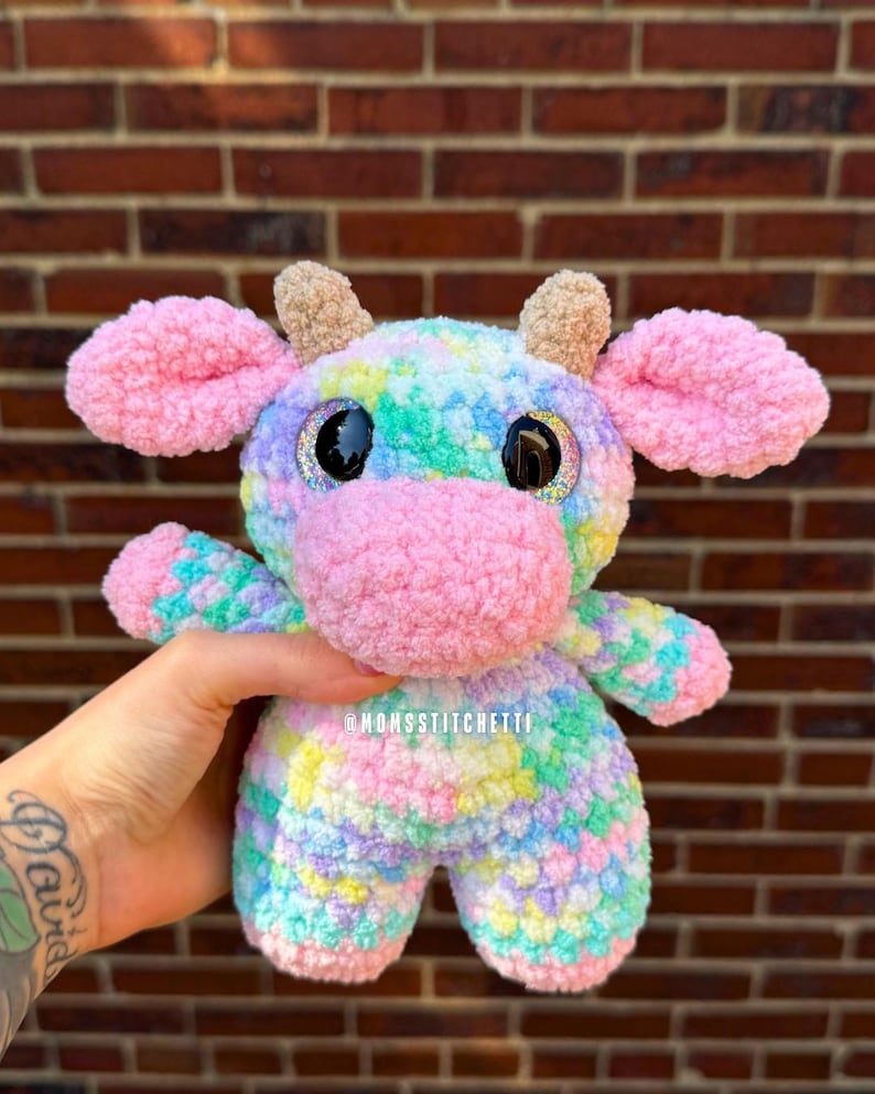 Low Sew Cow Crochet Pattern, Farm Animal Amigurumi Instructions, Crochet Cow, Cute Birthday Gift image 2