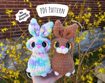 No Sew Sitting Bunny Crochet Pattern, Amigurumi Instructions, Crochet Rabbit, Easter Gift
