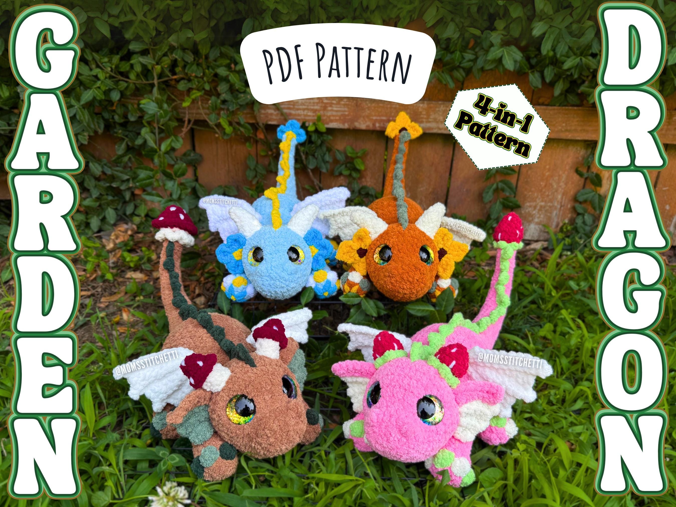 Garden Dragon Crochet Pattern, Amigurumi Instructions, Strawberry Dragon, Flower Dragoon, Cottagecore Dragon, Cute Birthday Gift