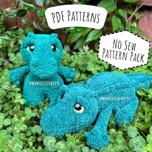No Sew Alligator and Crocodile Crochet Pattern Bundle, Reptile Amigurumi Instructions, Crochet Crocodile, Cute Birthday Gift