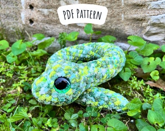 Modello all'uncinetto per serpente senza cuciture, istruzioni per amigurumi rettile, modello per amigurumi vipera, regalo carino