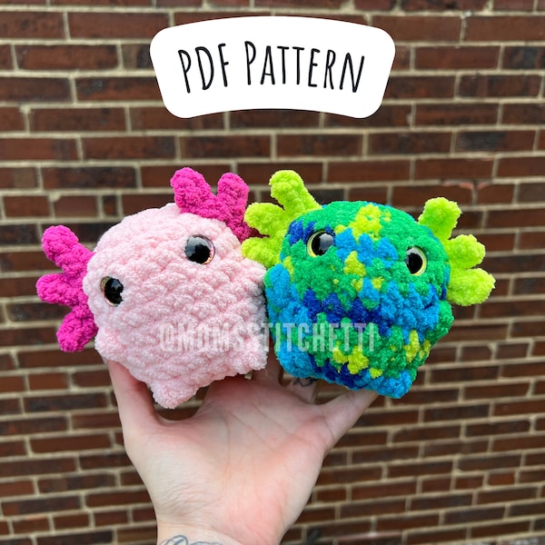 No Sew Chonky Axolotl Crochet Pattern, Amigurumi Instructions, Animal Crochet Pattern, Birthday Gift, Quick Pattern