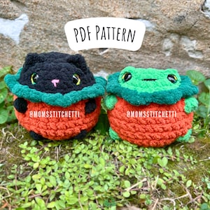 No Sew Pumpkin Cat and Frog Crochet Pattern Bundle, Amigurumi Instructions, Animal Crochet Pattern, Fall Crochet Pattern, Halloween Crochet