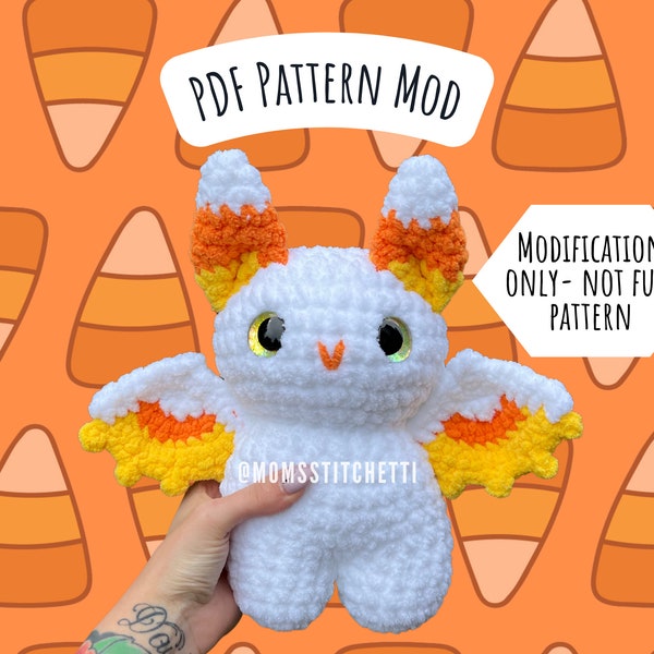 Candy Corn Bat Crochet Pattern Mod, Amigurumi Instructions, Crochet Bat, Cute Birthday Gift