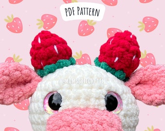 Strawberry Crochet Pattern, No Sew Amigurumi Instructions, Crochet Keychain, Cute Gift