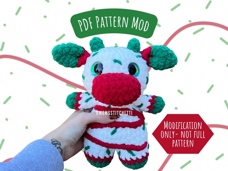 Christmas Tree Cake Cow Crochet Pattern Mod, Amigurumi Instructions, Crochet Cow, Farm Animal, Cute Christmas Gift image 1