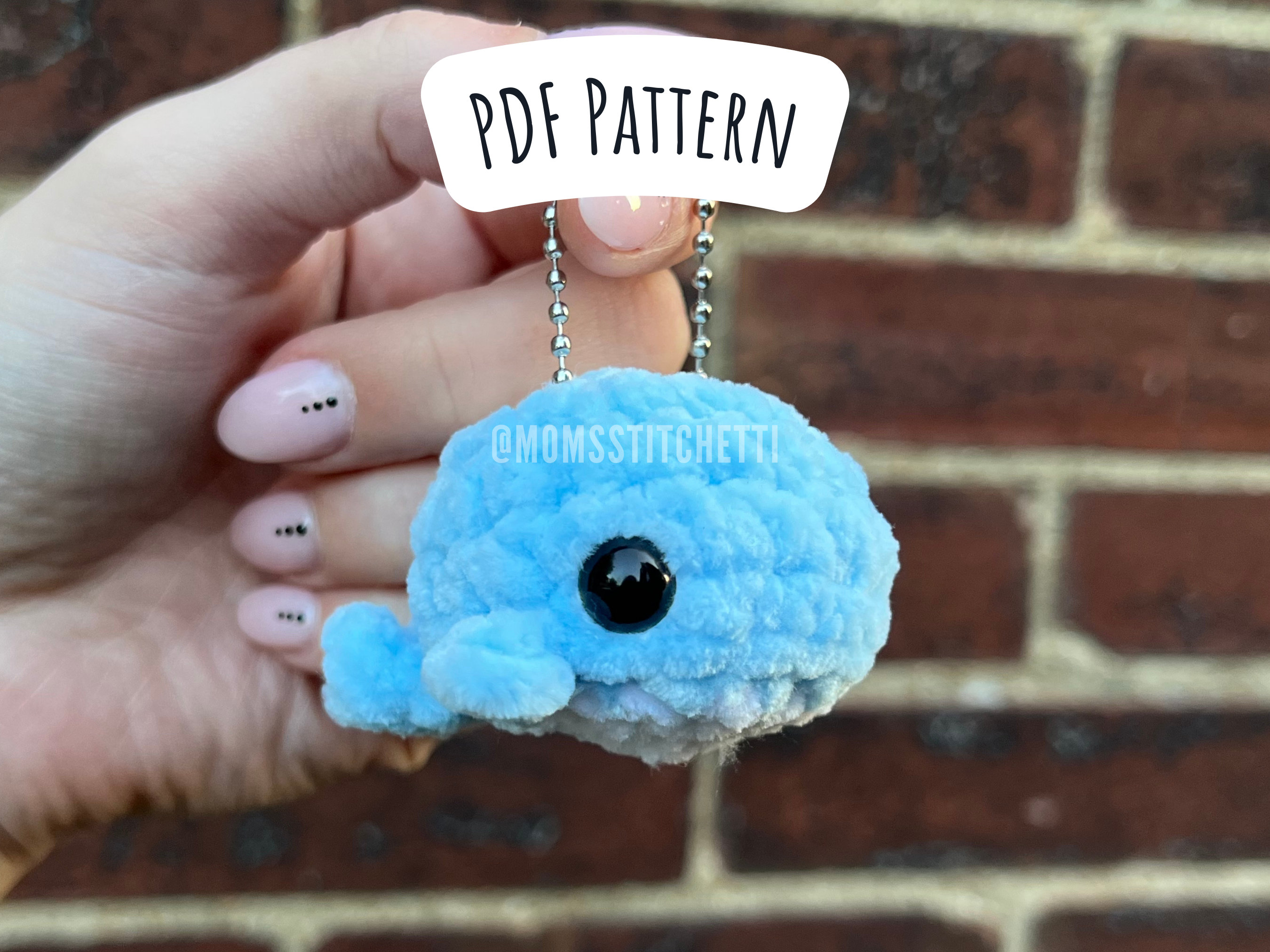 あさりあ様 クジラの編み物キーホルダー 2個セット 縫わないクジラのキーホルダーかぎ針編みパターン、あみぐるみの