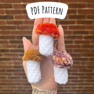 No Sew Mushroom Keychain Crochet Pattern, Corragecore Amigurumi Instructions, Keychain Amigurumi Pattern, Cute Gift