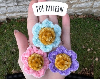 No Sew Flower Keychain Crochet Pattern, Amigurumi Instructions, Keychain Amigurumi Pattern, Cute Gift