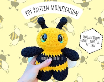 Bumblebee Crochet Pattern Modification, Amigurumi Instructions, Crochet Bee, Cute Birthday Gift