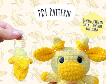 Banaan haakpatroon, Amigurumi-instructies, fruit haken, gehaakte sleutelhanger