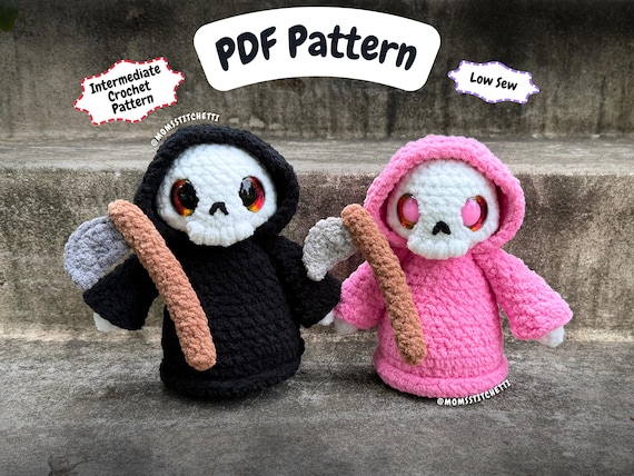 Low Sew Grim Reaper Crochet Pattern, Halloween Amigurumi Instructions
