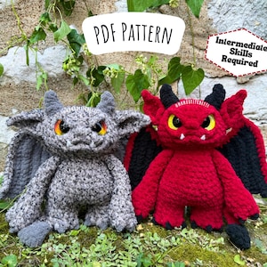Gargoyle and Devil Crochet Pattern, Halloween Amigurumi Instructions, Alternative Crochet