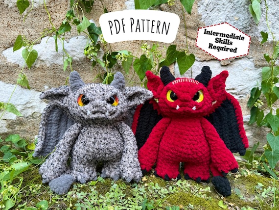 Gargoyle and Devil Crochet Pattern, Halloween Amigurumi Instructions, Alternative Crochet