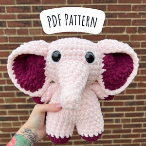 Elephant Crochet Pattern, Low Sew Amigurumi Instructions, Crochet Plushie, Safari Animal, Cute Birthday Gift