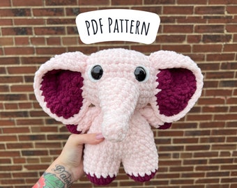 Elephant Crochet Pattern, Low Sew Amigurumi Instructions, Crochet Plushie, Safari Animal, Cute Birthday Gift