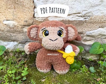 Low Sew Monkey Crochet Pattern, Amigurumi Instructions, Crochet Monkey, Cute Birthday Gift