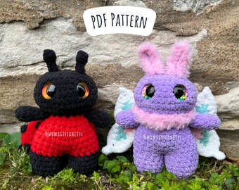 Butterfly and Ladybug Crochet Pattern, Low Sew Amigurumi Instructions, Bug Crochet Plushie, Cute Birthday Gift
