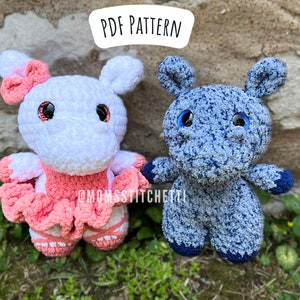 Hippo Crochet Pattern, Low Sew Amigurumi Instructions, Ballerina Crochet Plushie, Cute Birthday Gift