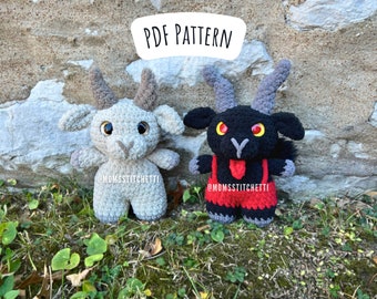 Goat and Krampus Crochet Pattern, Low Sew Amigurumi Instructions, Farm Animal Plushie, Cute Birthday Gift