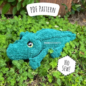 No Sew Alligator Crochet Pattern, Crocodile Amigurumi Instructions, Crochet Reptile, Cute Birthday Gift