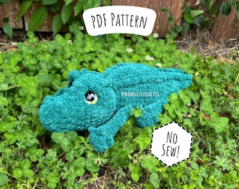 No Sew Alligator Crochet Pattern, Crocodile Amigurumi Instructions, Crochet Reptile, Cute Birthday Gift