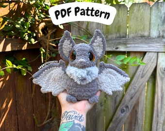 Sitting Bat Crochet Pattern, Halloween Amigurumi Instructions, Kawaii Gift Ideas